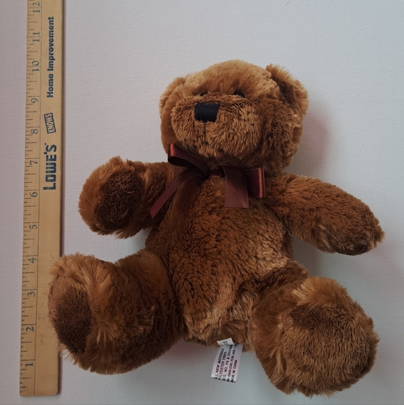 Napco Vintage Cozy Brown Stuffed Bear with Burgundy Ribbon - Picture 3 of 8